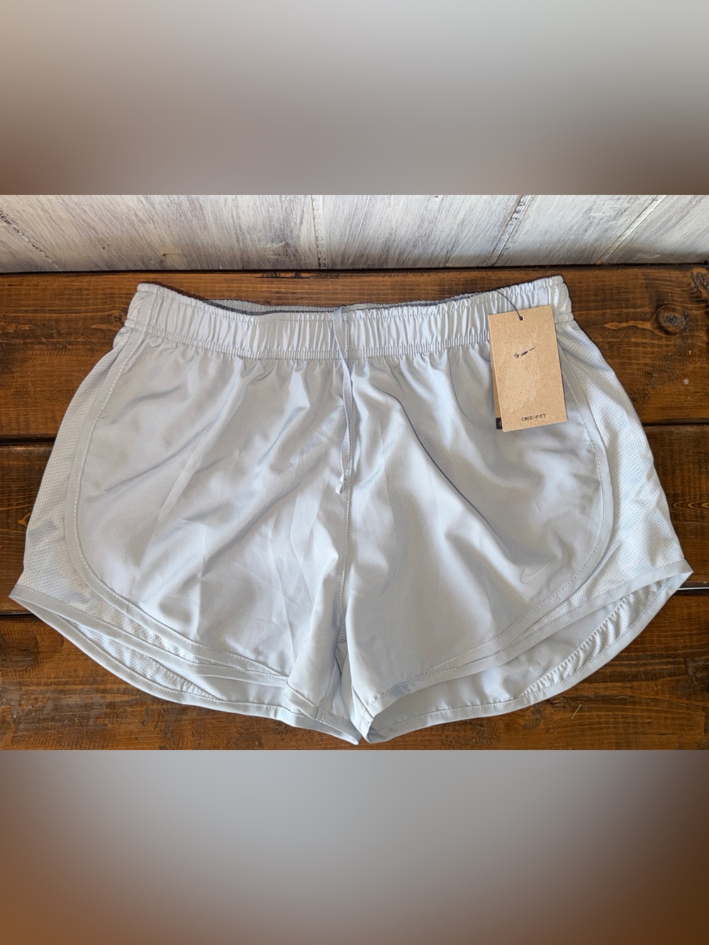 Nike Light Gray Women's Athletic Running Shorts - Picture 2 of 2